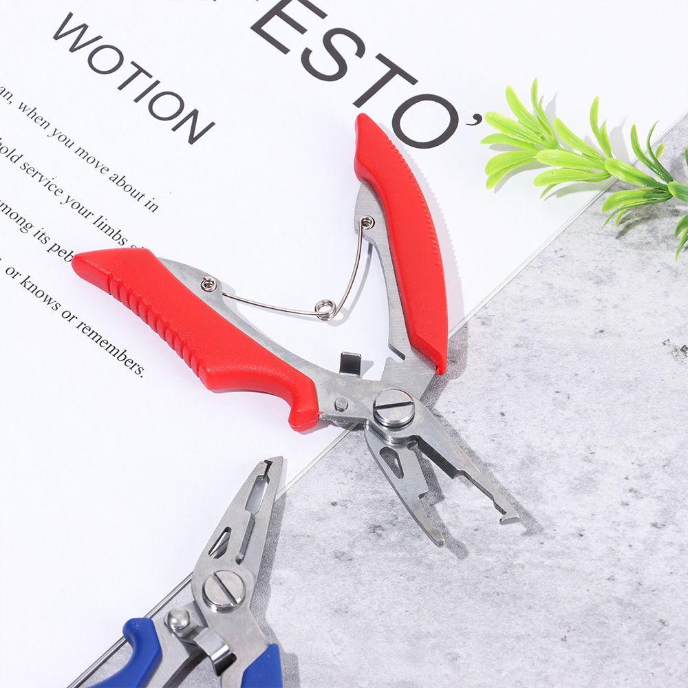 Plastic Handle Fishing Pliers Blue Black Red Stainless Steel Scissor Portable Clipper Tool  Outdoor