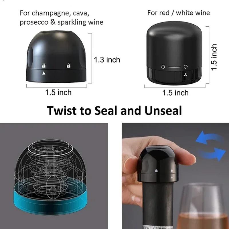 1/2/3pcs Vacuum Wine Stoppers Reusable Wine Bottle Stoppers Champagne Sealer Cap Set Leak-proof Retain Freshness Wine Plug Tools