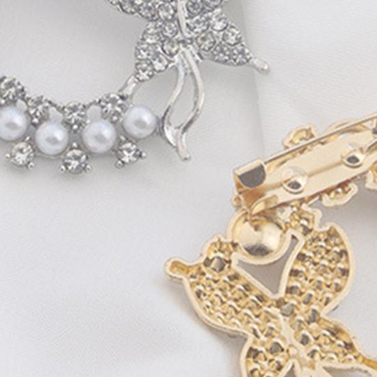 Ladies Butterfly Brooch Pin Rhinestone Faux Pearl Butterfly Brooch Lapel Brooch Pin