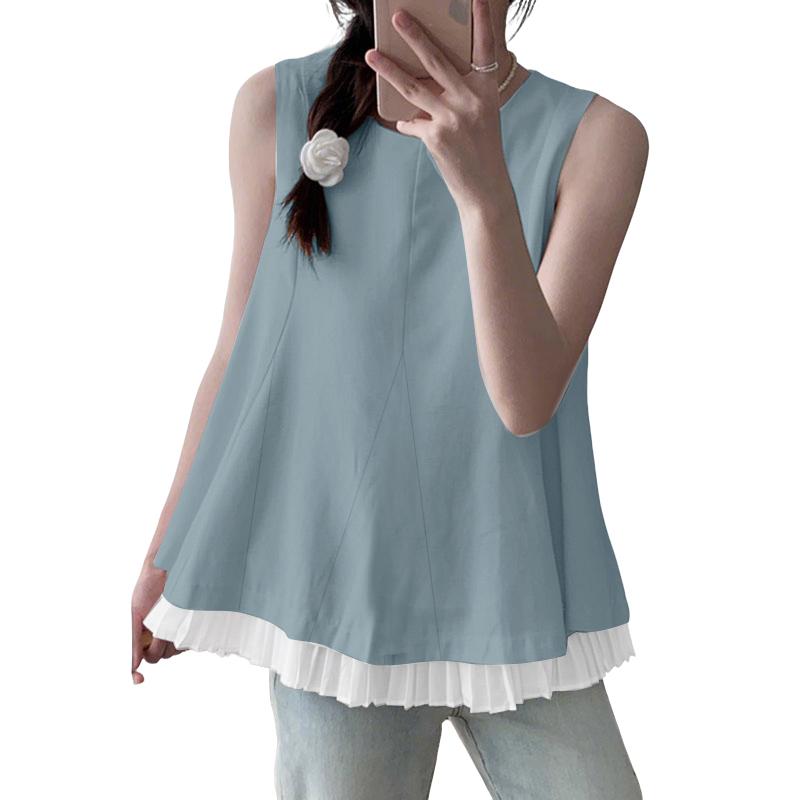 

ZANZEA Женские повседневные летние майки без рукавов с круглым вырезом 5XL синий