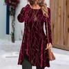 Women's Plus Size Christmas Print Long Sleeve Mid-Length Dress - Autumn/Winter Casual Fashion