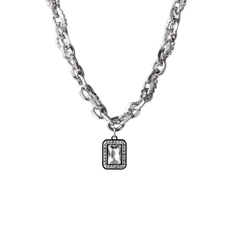 Unisex Cuban Chain Necklace: Titanium Steel, Hip-Hop Style, Rock Sugar Letter Design