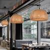 Bamboo Lantern Pendant Lamp Natural Rattan Wicker E27 LED Chandeliers Hand-Woven Lampshades Lighting Fixture Hanging Light