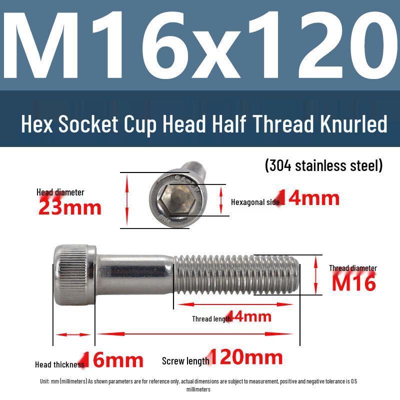 304 Stainless Steel Hex Socket Screws M4-M20, Cylindrical Head, Partial Thread Bolts
