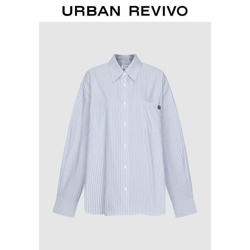 UR Women s Striped Embroidered Cotton Loose Cardigan Shirt S (XS-S)