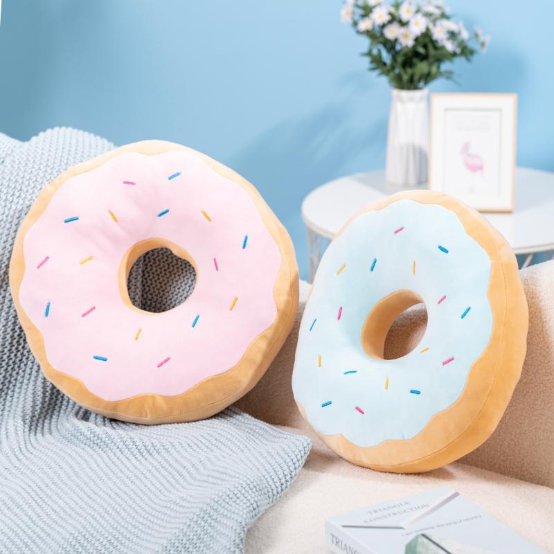 42X42Cm Donut Plush Pillow Stuffed Pink Blue Food Plushie Seat Cushion Round Decoration Sofa Chair Bed Birthday Gift