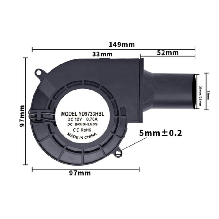 97mm High Performances BBQ Blower Cooling Fan 12V With Speed Control For Fast Charcoal Start And Versatile Ventilation
