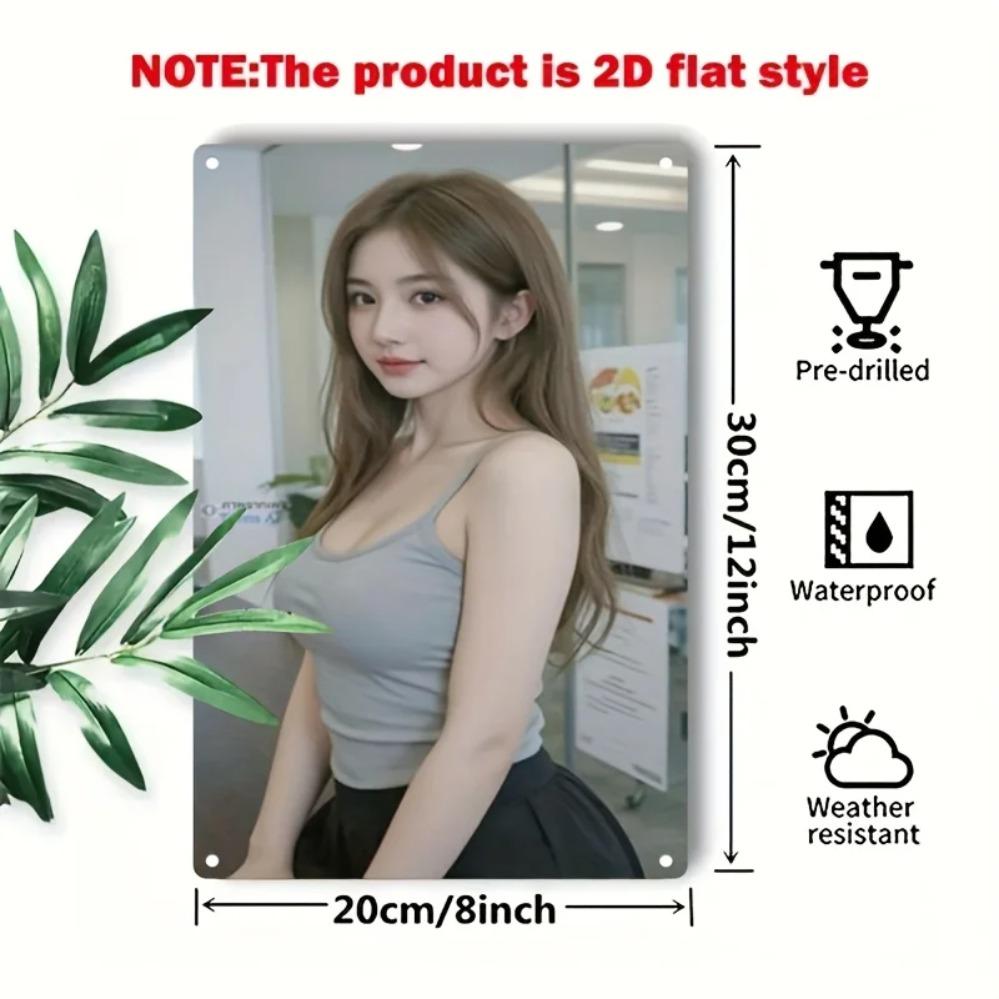 Metal Wall Art Minimalist Female Portrait Iron Plate Decor for Home Office Modern Sign Easy Hang Christmas Gift