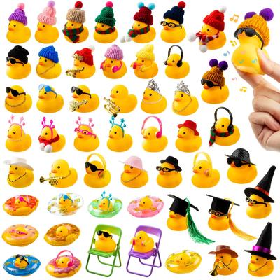 Sets 50 Rubber Duck Cute Rubber Duck Bath Party Toys Bathtub Toys Shower Car Dashboard Decorations With Mini Sunglasses Swim
