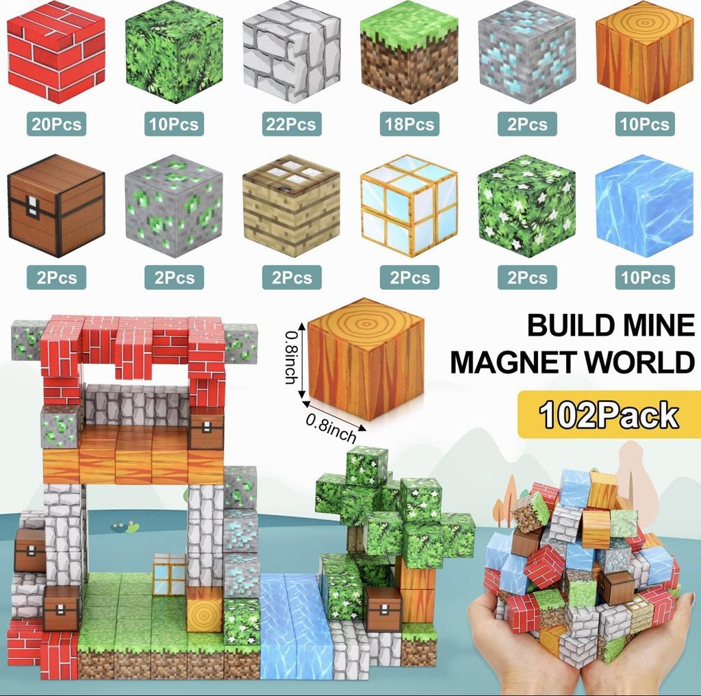 Mc Magnetic World Building Block Ice Desert Forest Magnetic Block Magnetic Cube Children Educational Toys