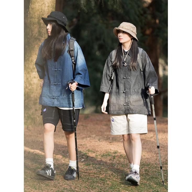 Retro Denim Workwear Short Sleeved Shirt, Men'S And Women'S Summer Fashion Brand, Japanese Retro Half Sleeved Trend, Cool And Loose Shirt