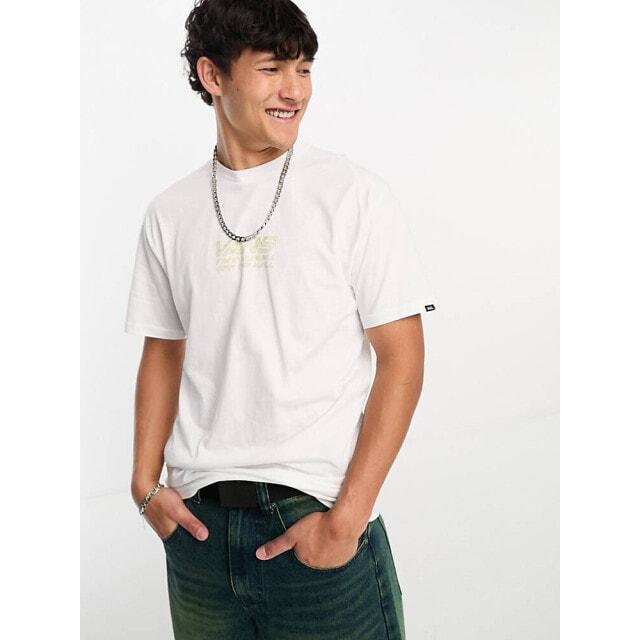 

Белая футболка в клетку Vans с принтом на спине