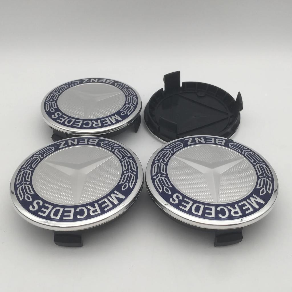 För Mercedes Benz 4 st 3D 75 mm För Mercedes Benz AMG Bil emblem Fälgnav Mittkåpa Märke skydd klistermärke Dekaler Styling accesso