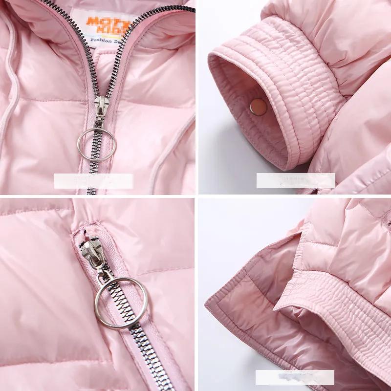 Dziewczęca zimowa gruba bawełniana kurtka dla średnich i dużych dzieci w jednolitym kolorze, ciepła bawełniana odzież