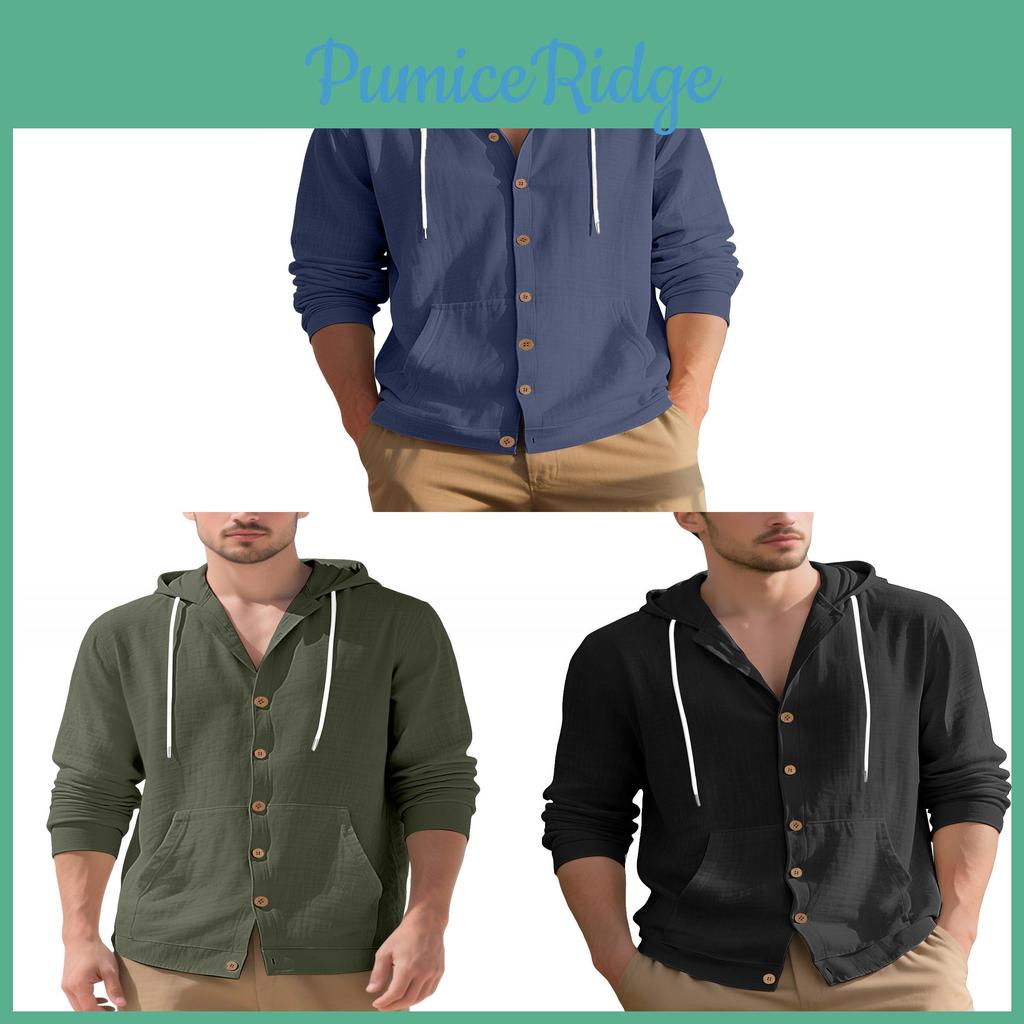 Mens Fashion Casual Shirt With Long Sleeves And Waterwashed Linen For Urban Style Spring Autumn Wear
