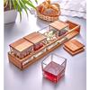 5 Pieces Glass Lux Breakfast Set with Wooden Stand and Lid - Breakfast Presentation Set