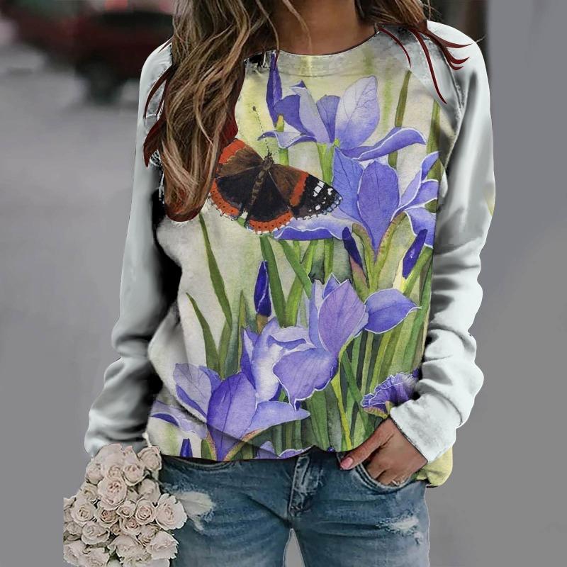 Summer Flower 3D Printed Sportswear for Women's Casual Long Sleeved Clothing