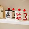 Fashion Ceramic Water Cup Creative Household Mug Couple Mug Coffee Cup with Lid Spoon To Give Friends Gift