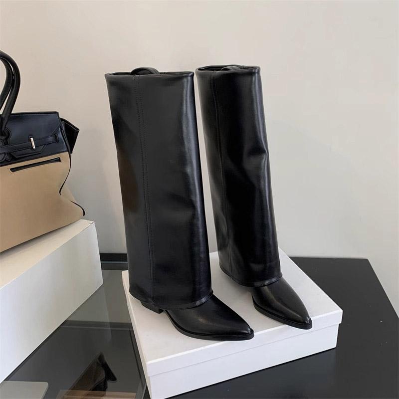 Fashion Autumn Winter Pointed Toe Women High Boots Street Style Banquet Party Dress Woman Pipe Long Boots Goth Botas Mujer