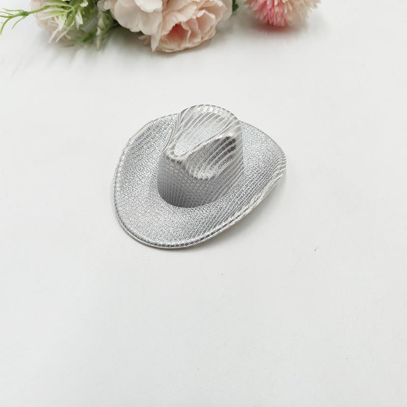 Mini Neon Glitter Cowboy Hat Hair Clip Glowing Disco Party Decoration Accessories 10 cm Holographic Party Disco Supplies