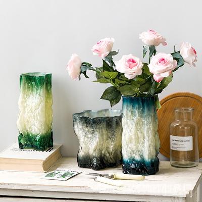 Vaso di Vetro Gradiente Idroponica Terrario Motivo Pieghe Vaso per Fiori Accessori per Composizioni Floreali Decorazione per la Casa