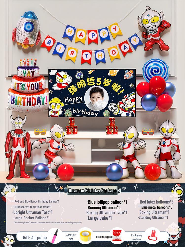 Bakgrunn for 10-årsfeiring: Gratulerer med dagen Ballonger og dekor for gutter