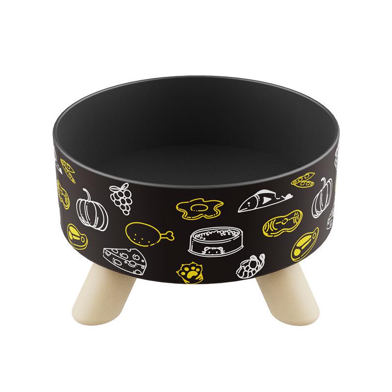 Polka Dot High-Footed Stainless Steel Pet Bowl - Anti-Spill, Neck Protection for Cats & Dogs