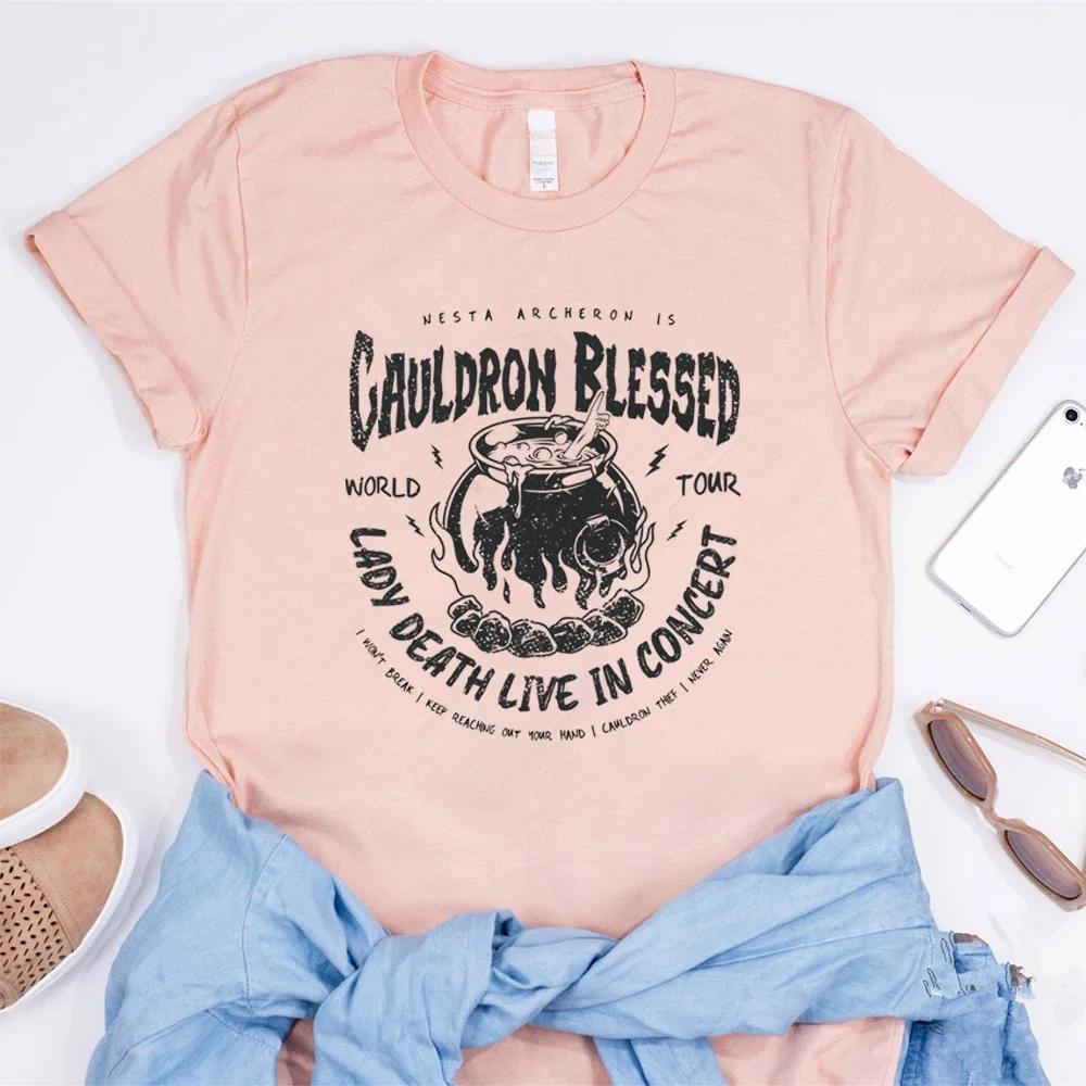 

Nesta Archeron ACOTAR Cauldron Blessed Lady Shirt Sarah J Maas Velaris T-Shirt SJM Bookish Shirt Women Retro T Shirts L розовый