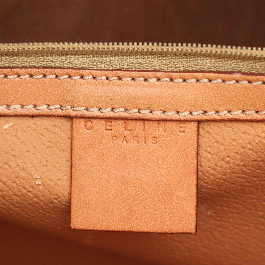 Used CELINE Macadam Handbag PVC coated canvas Brown Used Women