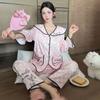 Ice silk jacquard autumn new pajamas women's high-end bow long-sleeved court style girl home clothes Xiaoxiangfeng