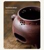 Guanlan Retro Coarse Pottery Tea Kettle Set with Alcohol Warmer for Outdoor Brewing