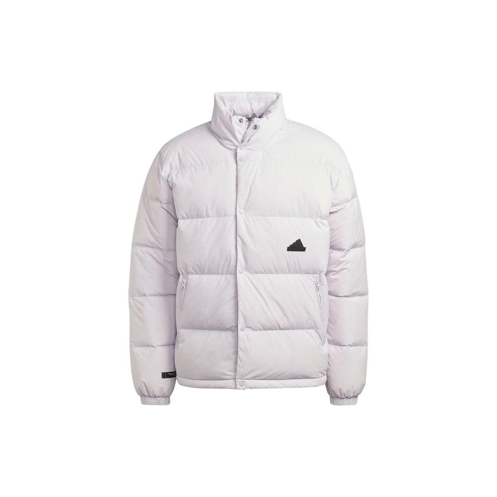 Adidas FW22 Solid Color Logo Patch Snap Button Down Long Sleeve Down Jacket Men Outerwear Purple HN1940