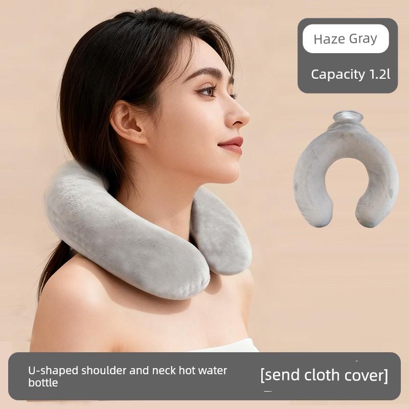 U-Shaped Hot Water Bag for Shoulder and Neck Heating, Water-Fillable, Thickened, Explosion-Proof, Neck Warmer, Hanging Neck Type