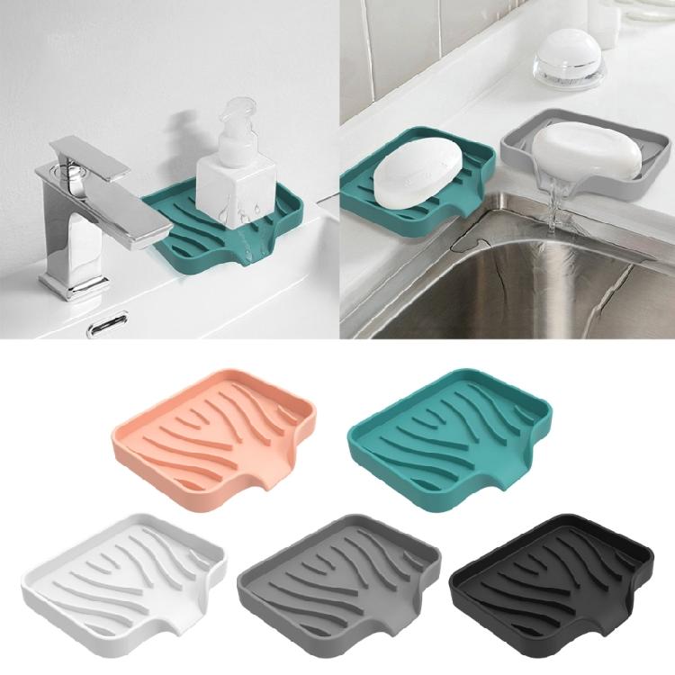 Silicone Drain Soap Box Kitchen Bathroom Sink Tray Soap Pad Container for Hotel