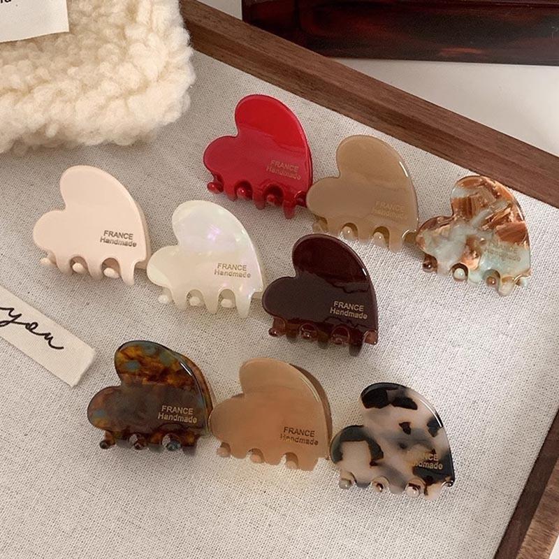 3.5cm Small Hair Claws Cute Acetate Heart Hair Clip Hairclaw For Girls Hairpins Children Women Hair Accessories Korean Hair Crabs