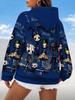 Lazy Women's Hoodie with Scary Cartoon Characters On Hoodie Women's Hooded Pullover Sweatshirt Fashionable Top