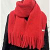 Solid Color Tassel Soft Waxy Plush Scarf for Women Autumn and Winter Plus Velvet Thickened Versatile Couple Student Warm Scarf
