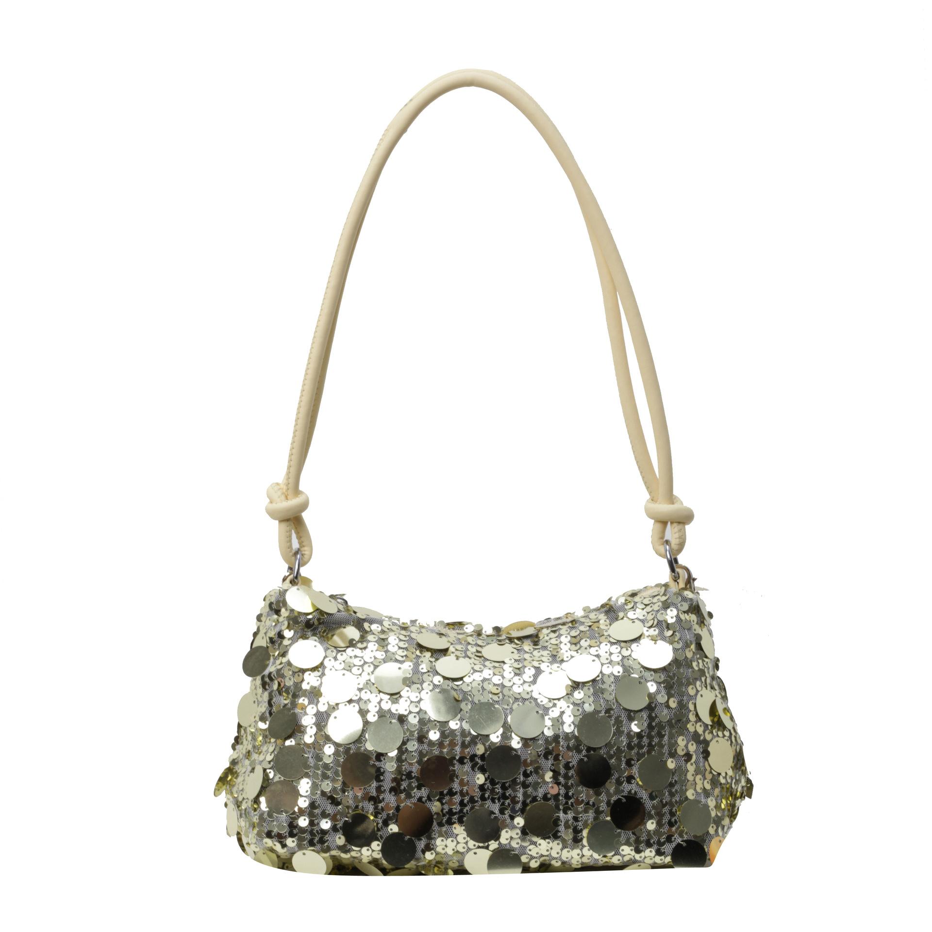 

Chain bag women s 2025 new high-value hand-held sequin dinner bag niche texture one-shoulder crossbody bag 23*12*13 золотой