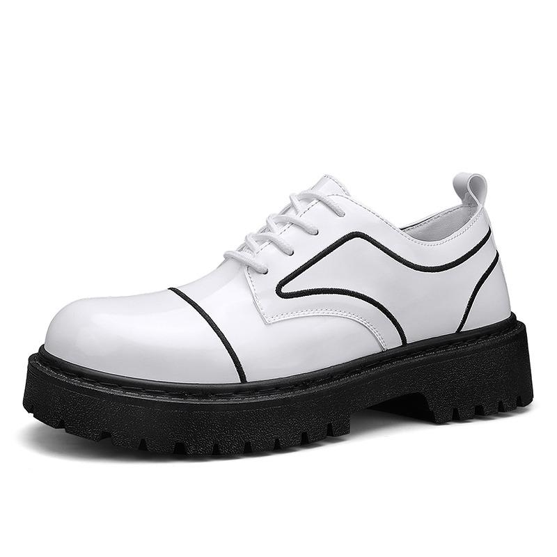 Trend Glitter Leather Shoes Men Fashion Platform Men's Casual Shoes British Style Black Social Shoes Man Zapatos De Cuero Hombre