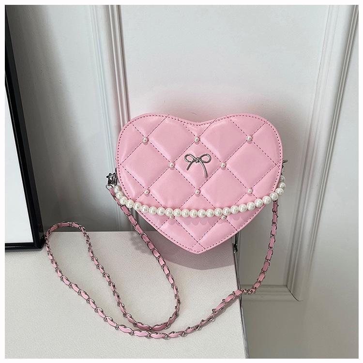 2025 Spring/Summer Lolita Mini Heart-Shaped Quilted Crossbody Bag