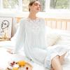 European Princess Cotton Lace Plus Size Retro Long Sleeve Nightgown - Soft Double Layer Homewear