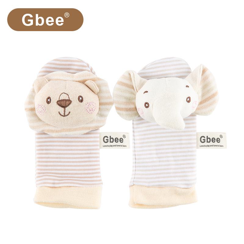 Gbee Organic Cotton Baby Rattle Set: Wrist Strap, Hand Crank Soothing Toys for Newborns