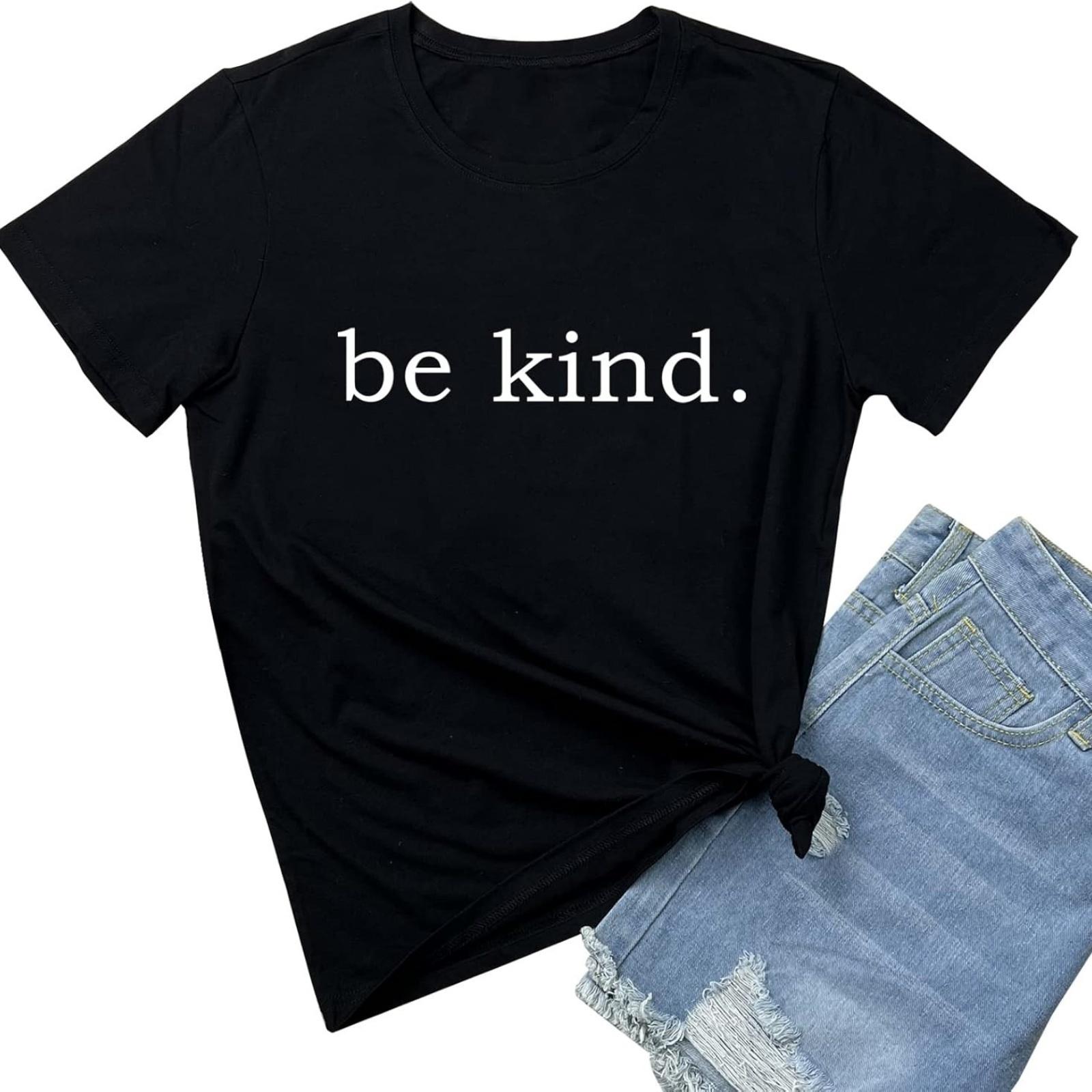 

BLACKMYTH Women Be Kind Cute Graphic T-Shirt Funny Tops S