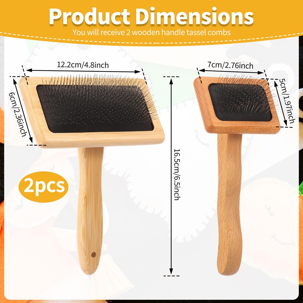 2Pcs Wool Carders Wood Carding Brushes Versatile Needle Felting Brush with Wood Handle Dog Comb for Needle Felting Wool