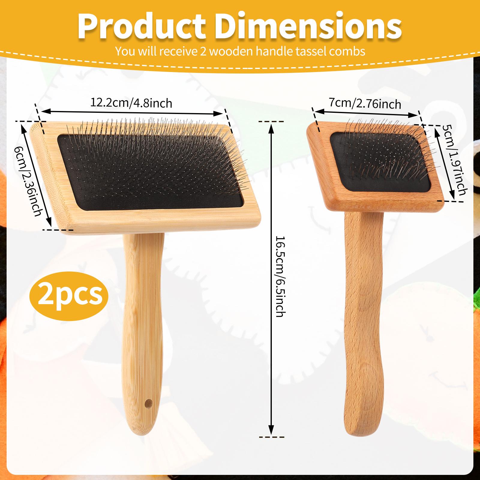 2Pcs Wool Carding Comb Wool Carding Brushes with Bamboo Handle Multipurpose Hand Wool Brushes Professional Needle Felting