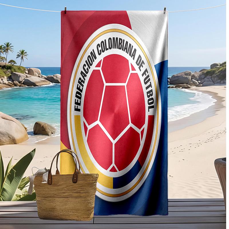 Asciugamano da Spiaggia Stampa Calcio Colombia Asciugatura Rapida Super Assorbente Morbido Asciugamano da Bagno per Nuoto Spiaggia Viaggio Souvenir Regalo