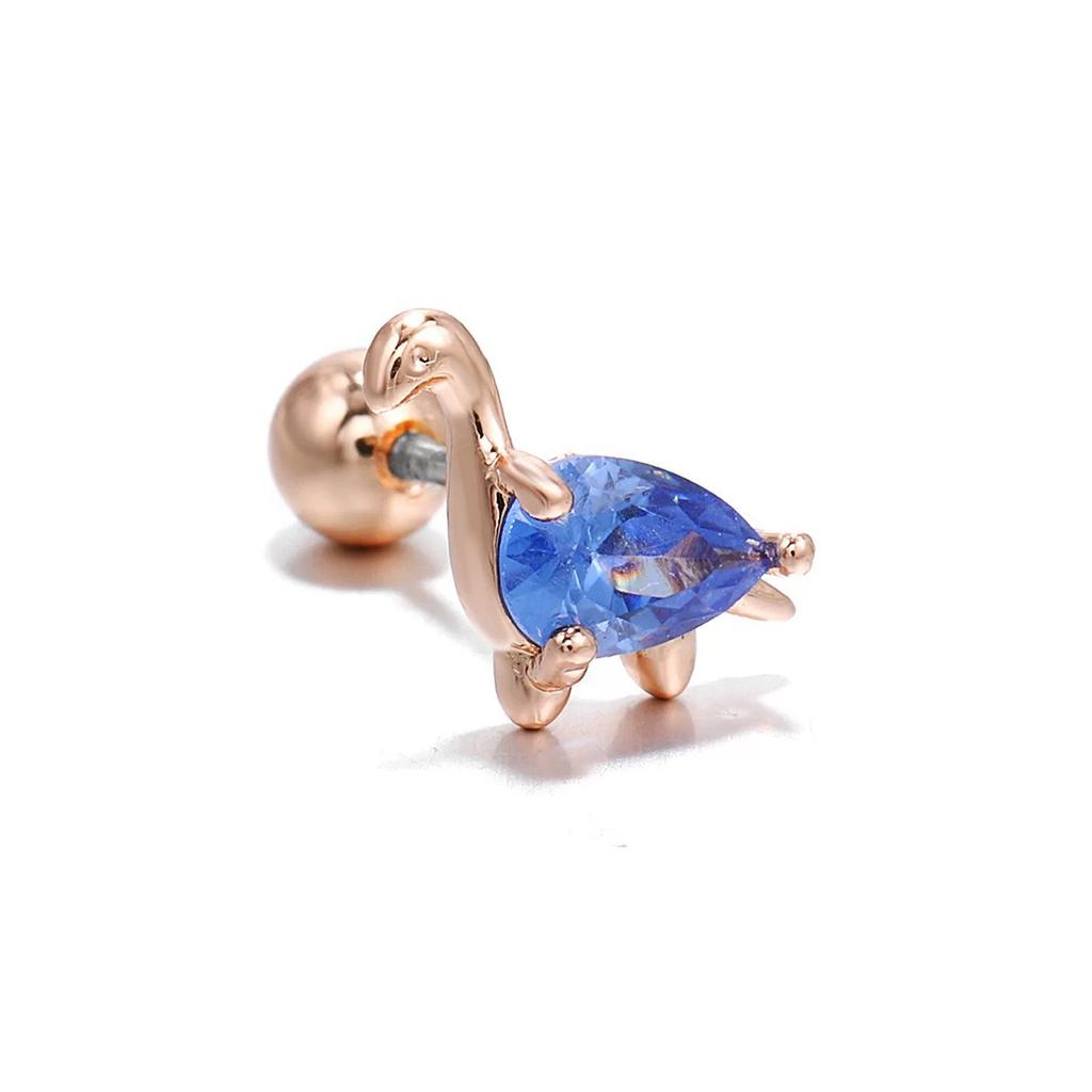 1PC Fashion Moon Ear Cartilage Piercing Earrings Women Stainless Steel Conch Tragus Flower Dinosaur Stud Earrings Body Jewelry