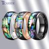 8MM Cool Abalone Shell Ring Black Men Women Wedding Bands Domed Polished Male Female Perfect Gift Jewelry Comfort Fit