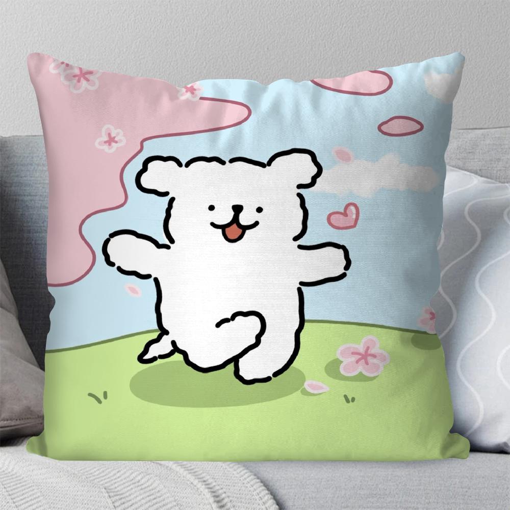 1pc M-Maltese Animation Pillow Case Square Pillow Bedroom Sofa Leisure Comfort Cushion Car Living Room Home Decoration 40X40