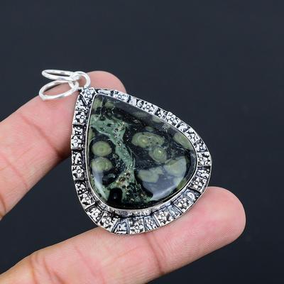 Geschenk für Frauen Anhänger 925 Sterlingsilber Natürlicher Kambaba Jaspis Edelstein